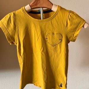 Joules Mustard Heart Embroidered Tee